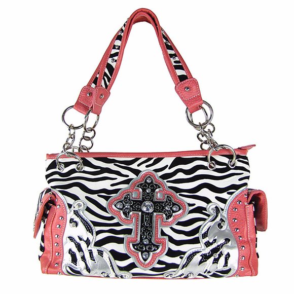 Unbranded Handbags - 😀Concealed Carry bag HOT PINK ZEBRA RHINESTONE